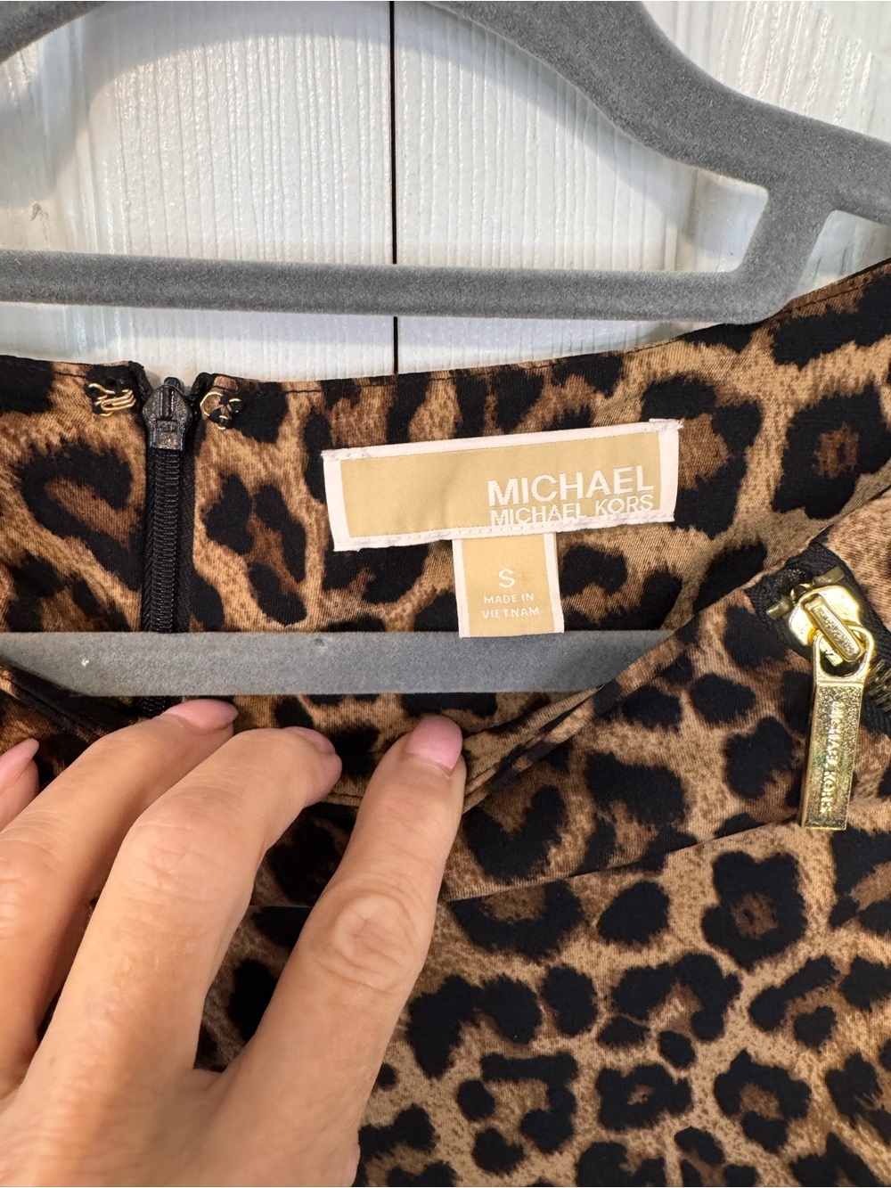 Michael Kors Leopard Print Ruched Sheath Dress Brown/Black Size Small 3/4 Sleeve - Picture 5 of 15